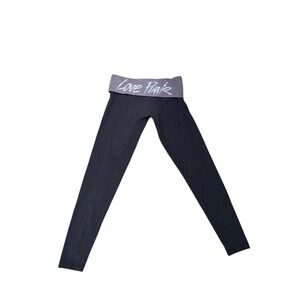 Y2K PINK Yoga Foldover Victoria's Secret "Love Pink" Black Small Leggings.Flaws!